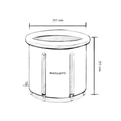 IcePod 3.0 LITE ice bath dimensions diagram, line drawing with measurements, Biotastic India


