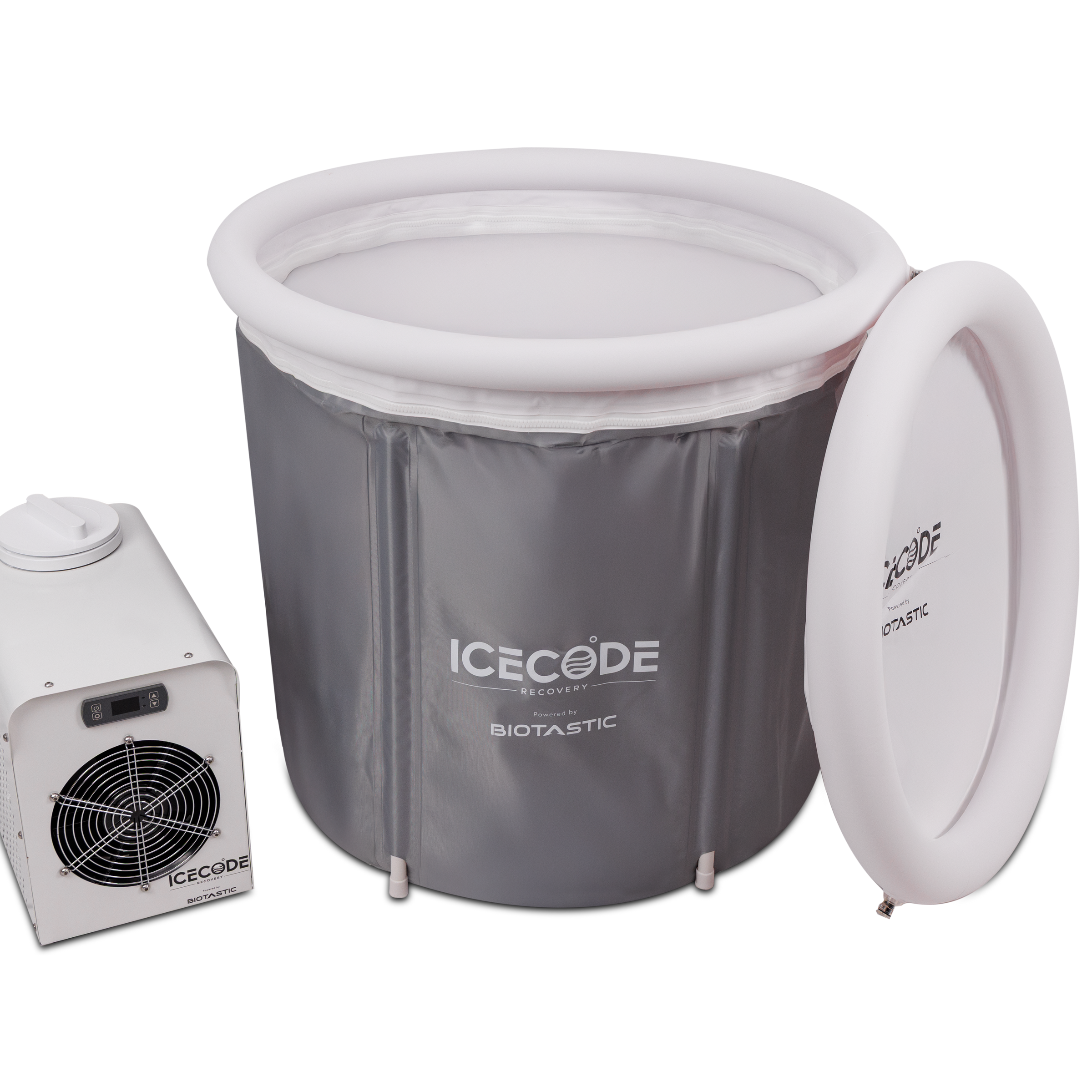 IcePod 3.0 LITE ice bath with controller unit, side view, Biotastic India
