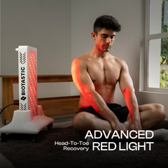 HealLite Mini 120 lifestyle in use man seated red light glow Biotastic India