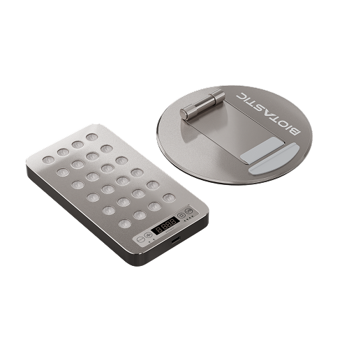 HealLite Nano compact RLT device flat lay accessories white background Biotastic India