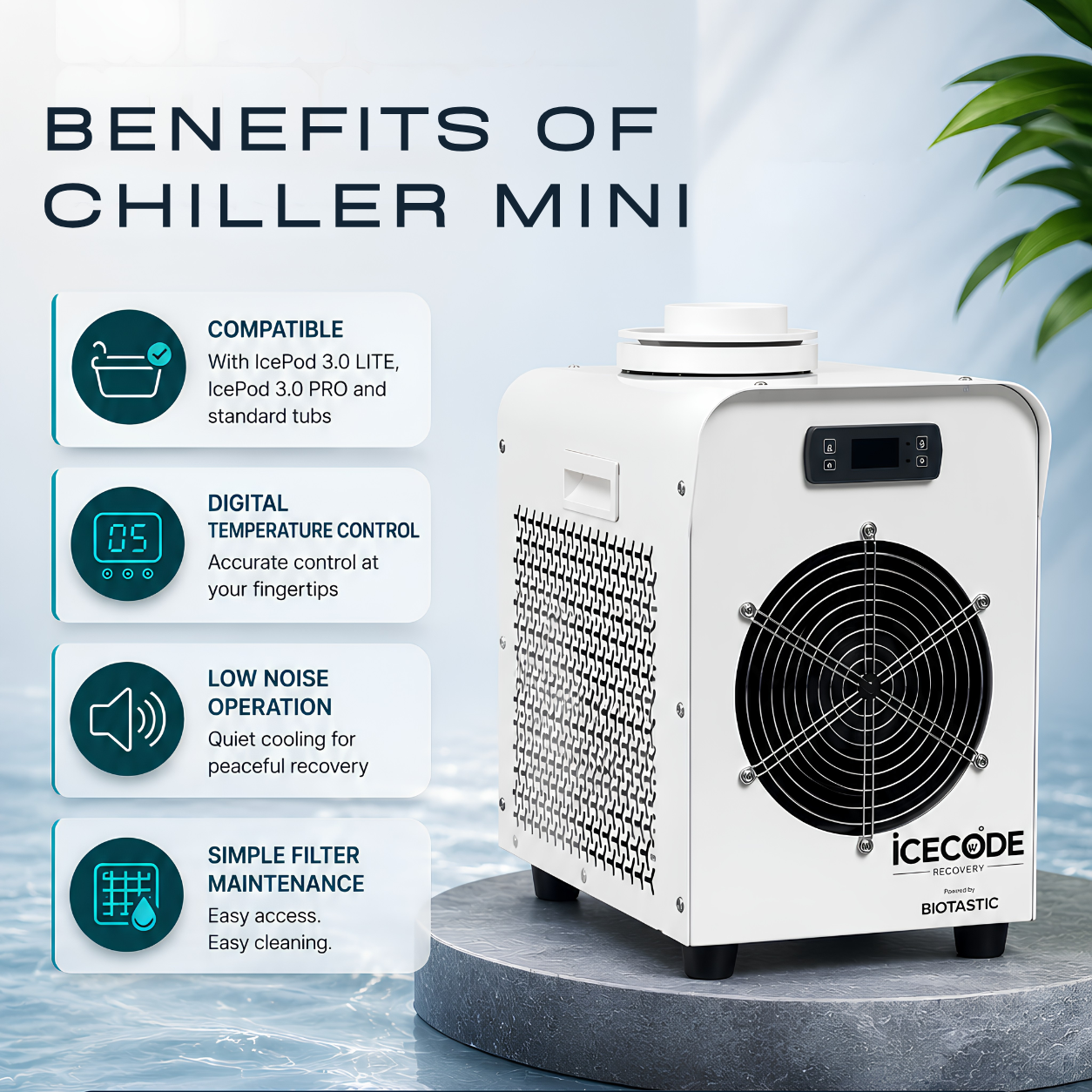 IceCode Chiller Mini - Cold Plunge Water Chiller (0.5HP · 1.7kW)
