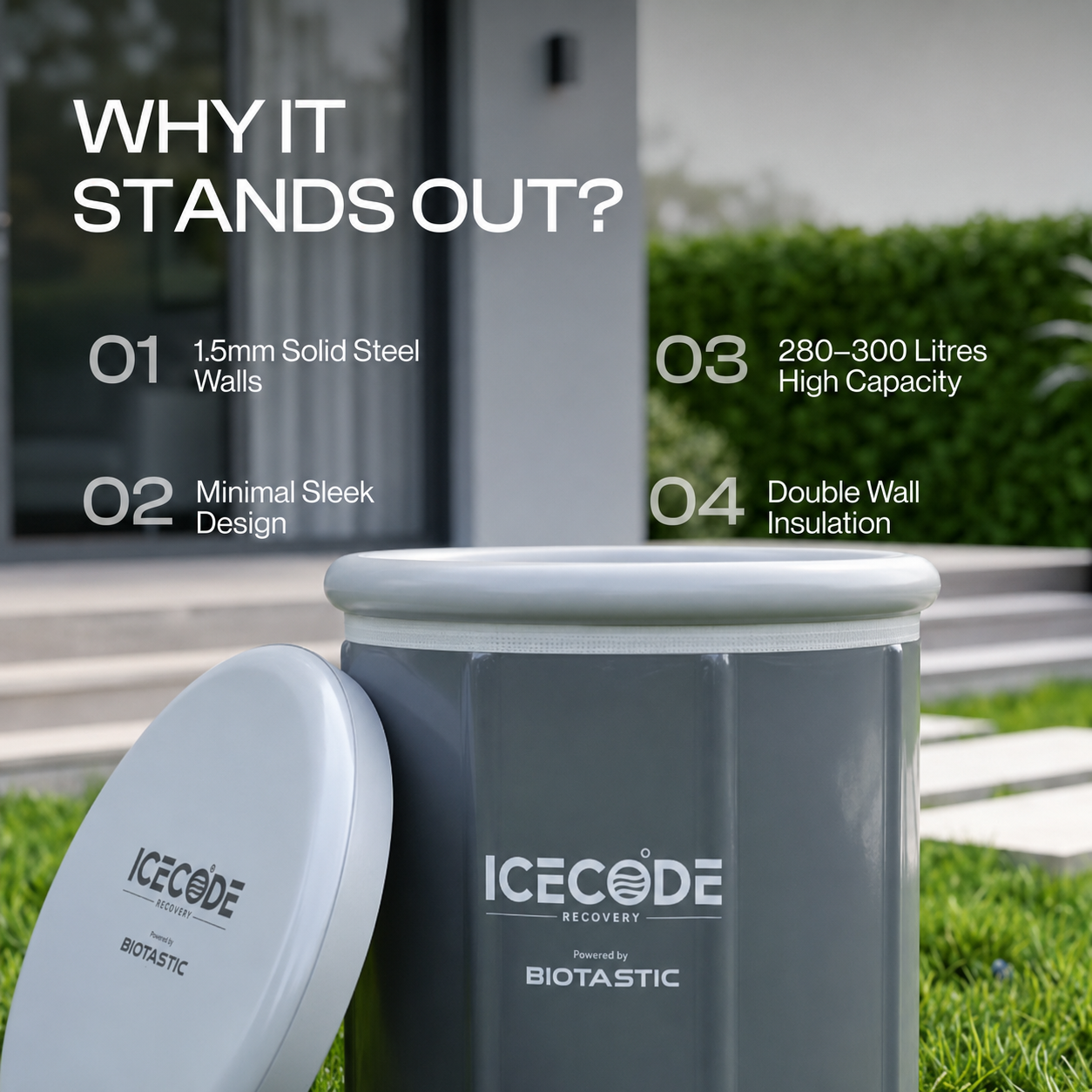 IceCode IcePod 3.0 Pro — Portable Cold Plunge Ice Bath (280–300L · Fits 6'9