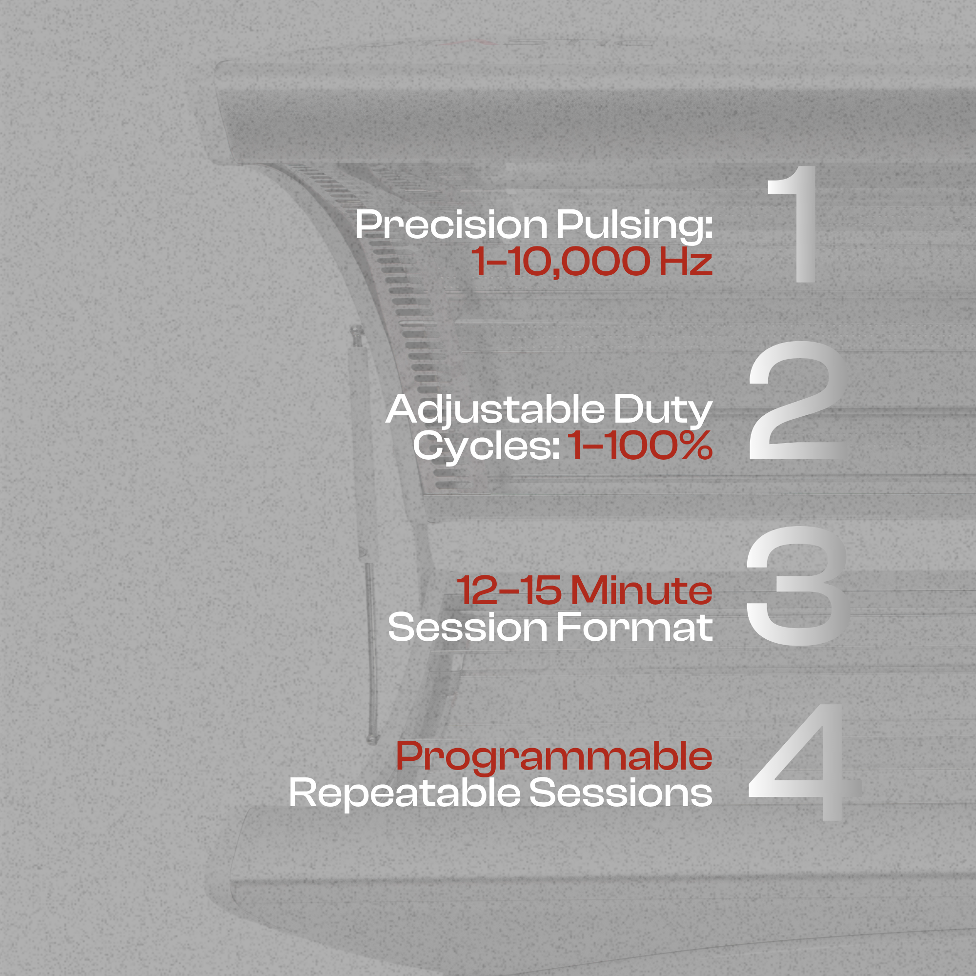 HealLite RLT Bed 5 wavelengths 1 coordinated system feature infographic Biotastic India