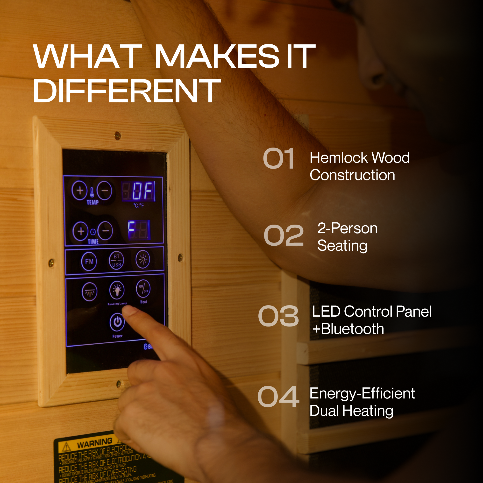 Aura Duo – 2-Person Hybrid Sauna (Infrared + Traditional Heating)